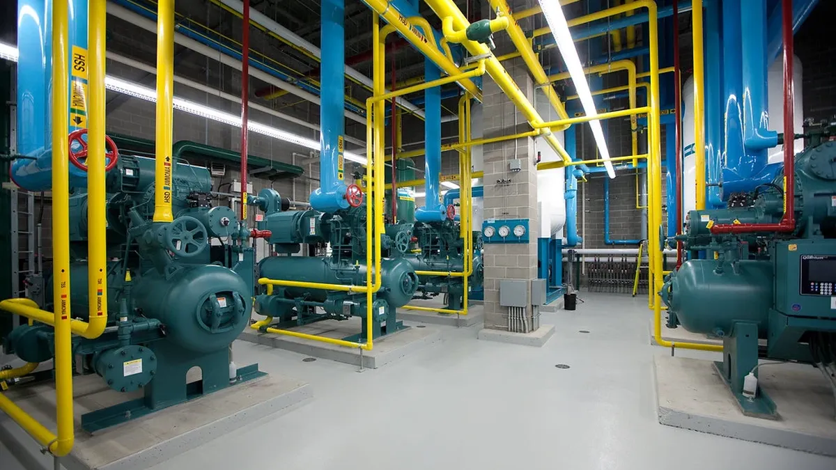 Threaded connections and valves on an industrial pipe rack